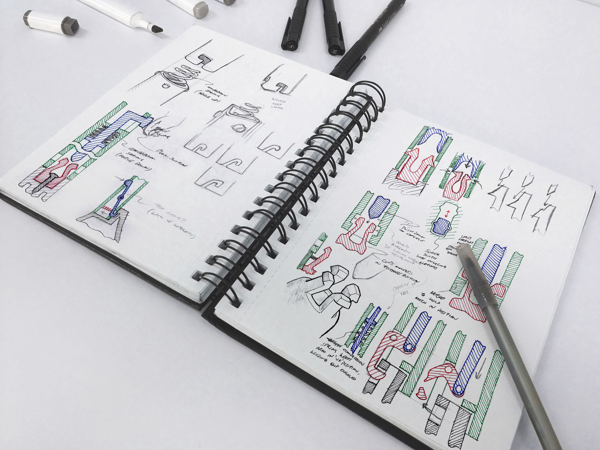 sketchbook with drawings