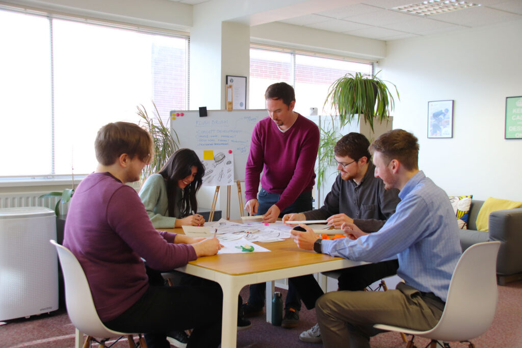 Product Design consultancy team sketching and brainstorming product ideas